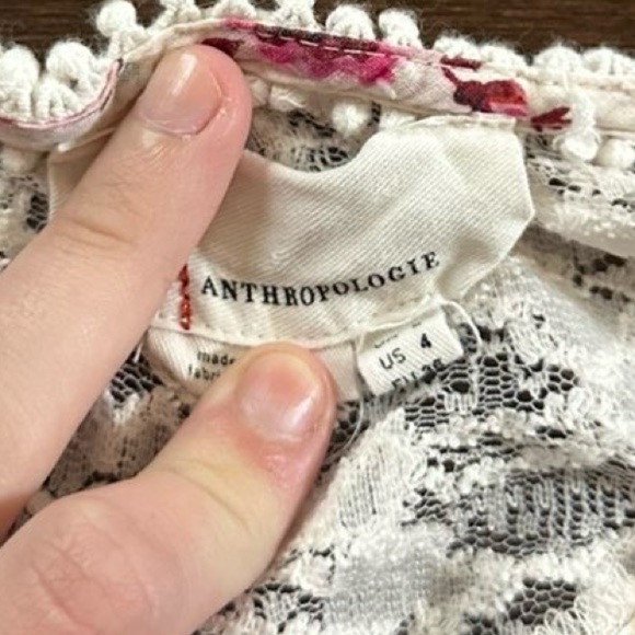 Anthropologie-Floral lace long sleeve blouse-Size 4-EUC - Picture 13 of 13